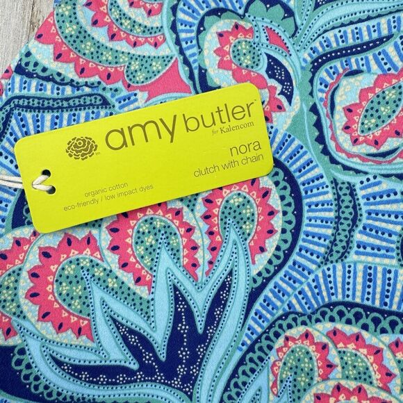 New Amy Butler Nora Clutch With Chain Oasis Azure Tropical Kiss Lock Closure - Picture 8 of 16